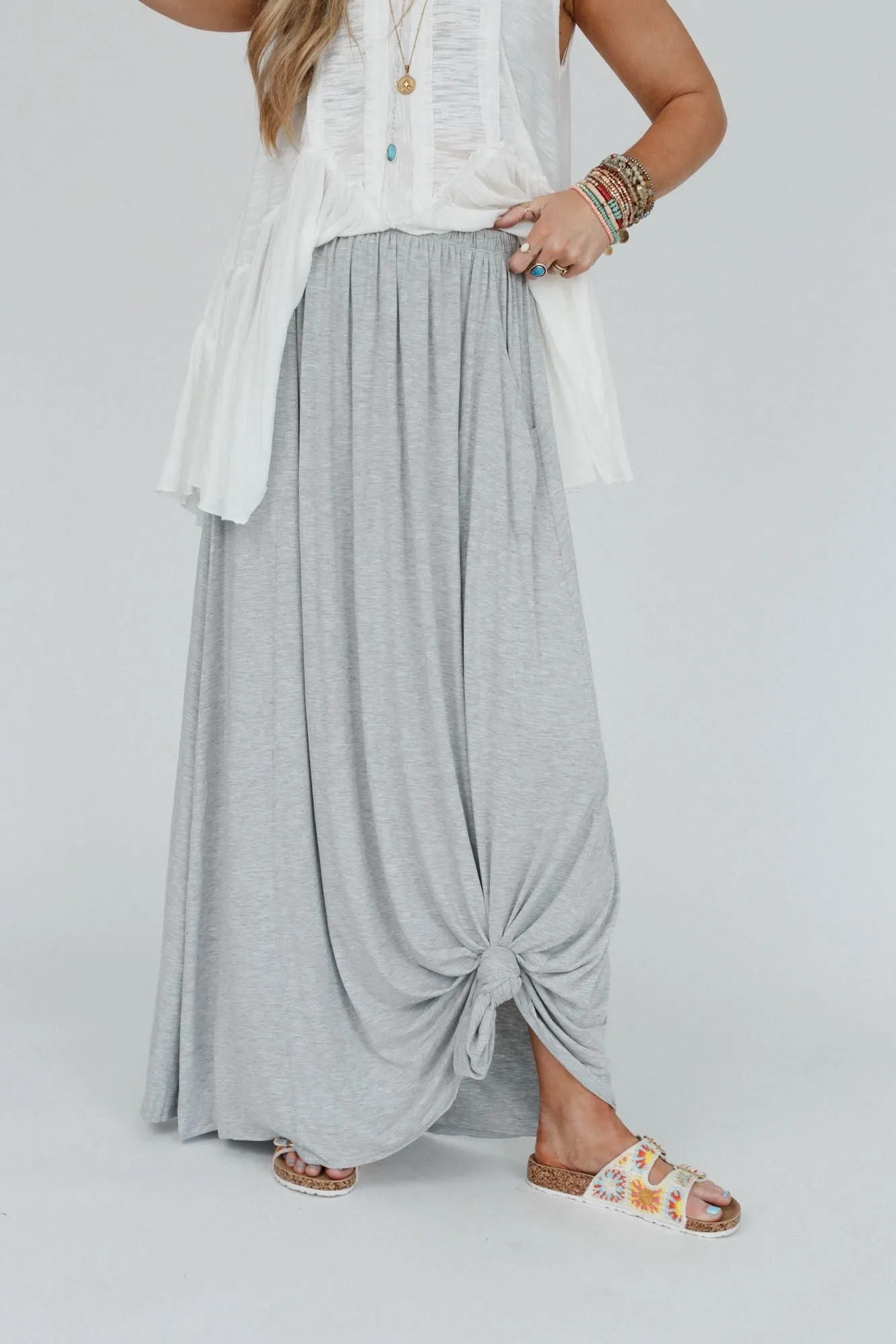 The Perfect Pocketed Maxi Skirt - Heather Gray