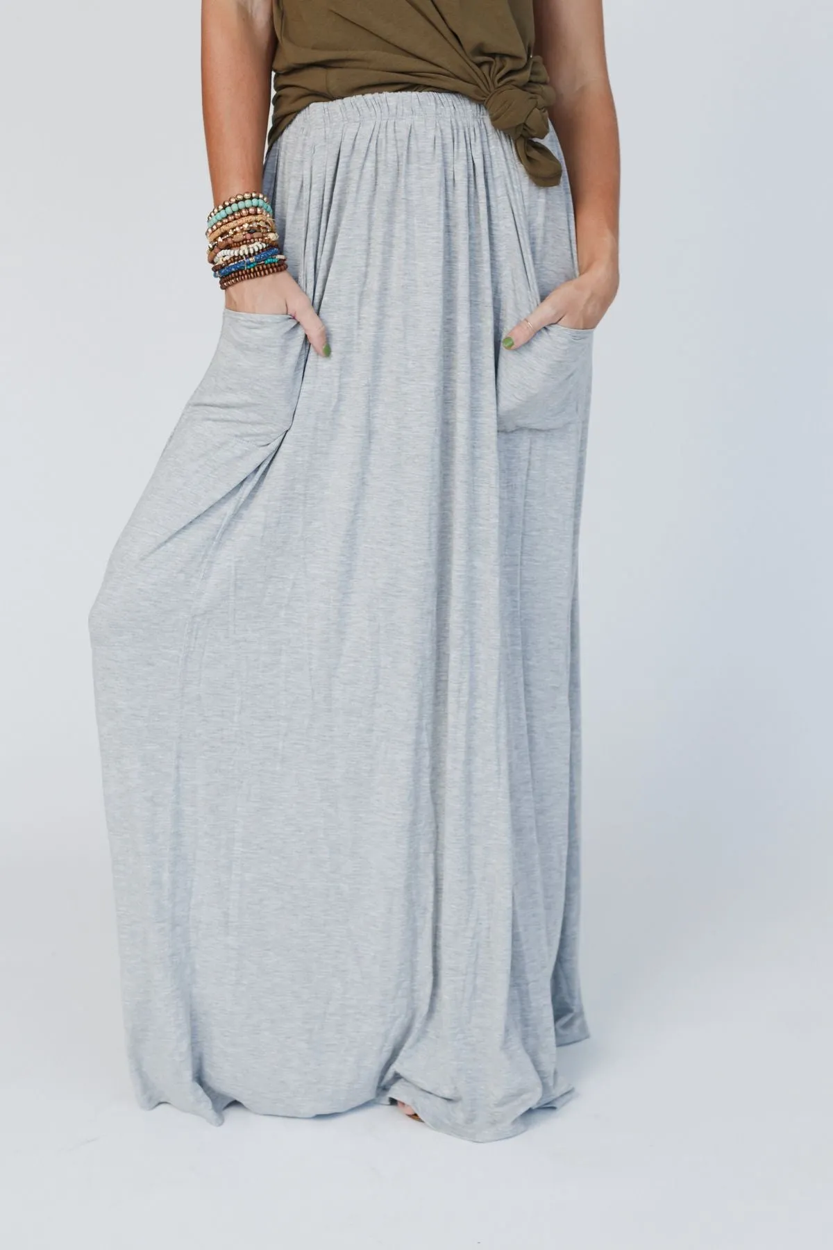 The Perfect Pocketed Maxi Skirt - Heather Gray