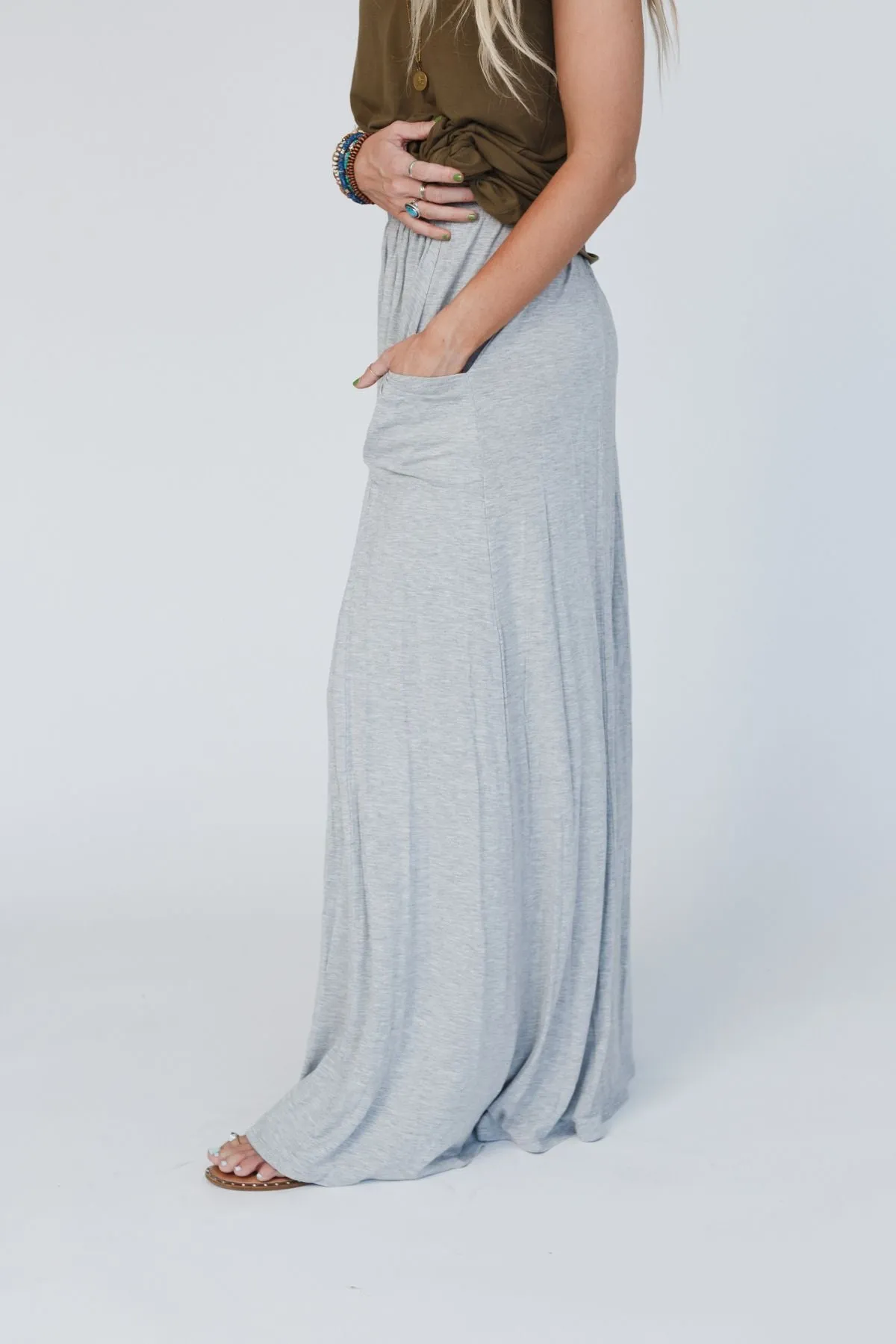 The Perfect Pocketed Maxi Skirt - Heather Gray