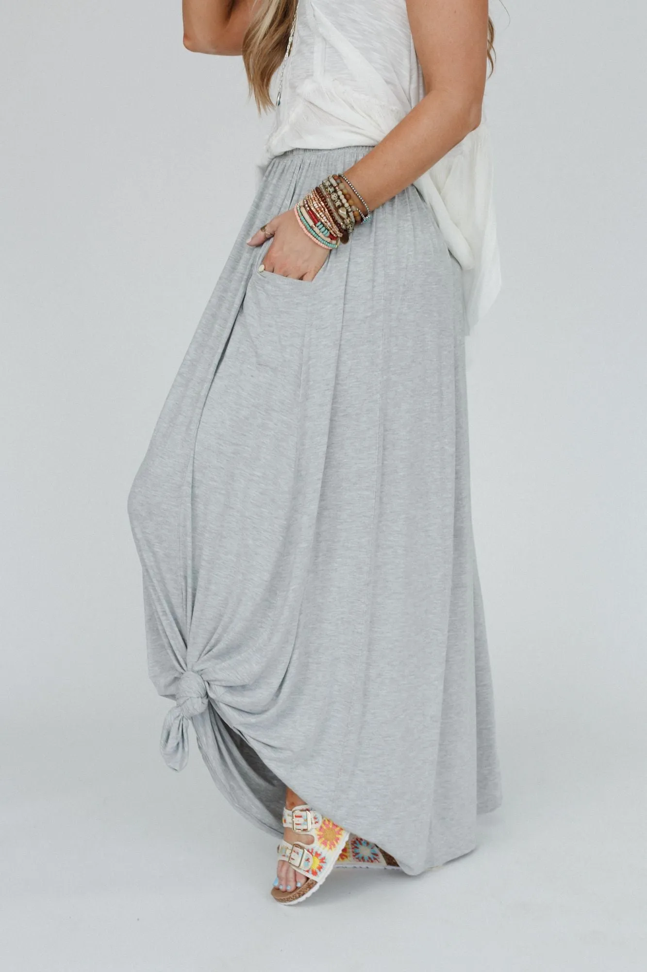 The Perfect Pocketed Maxi Skirt - Heather Gray