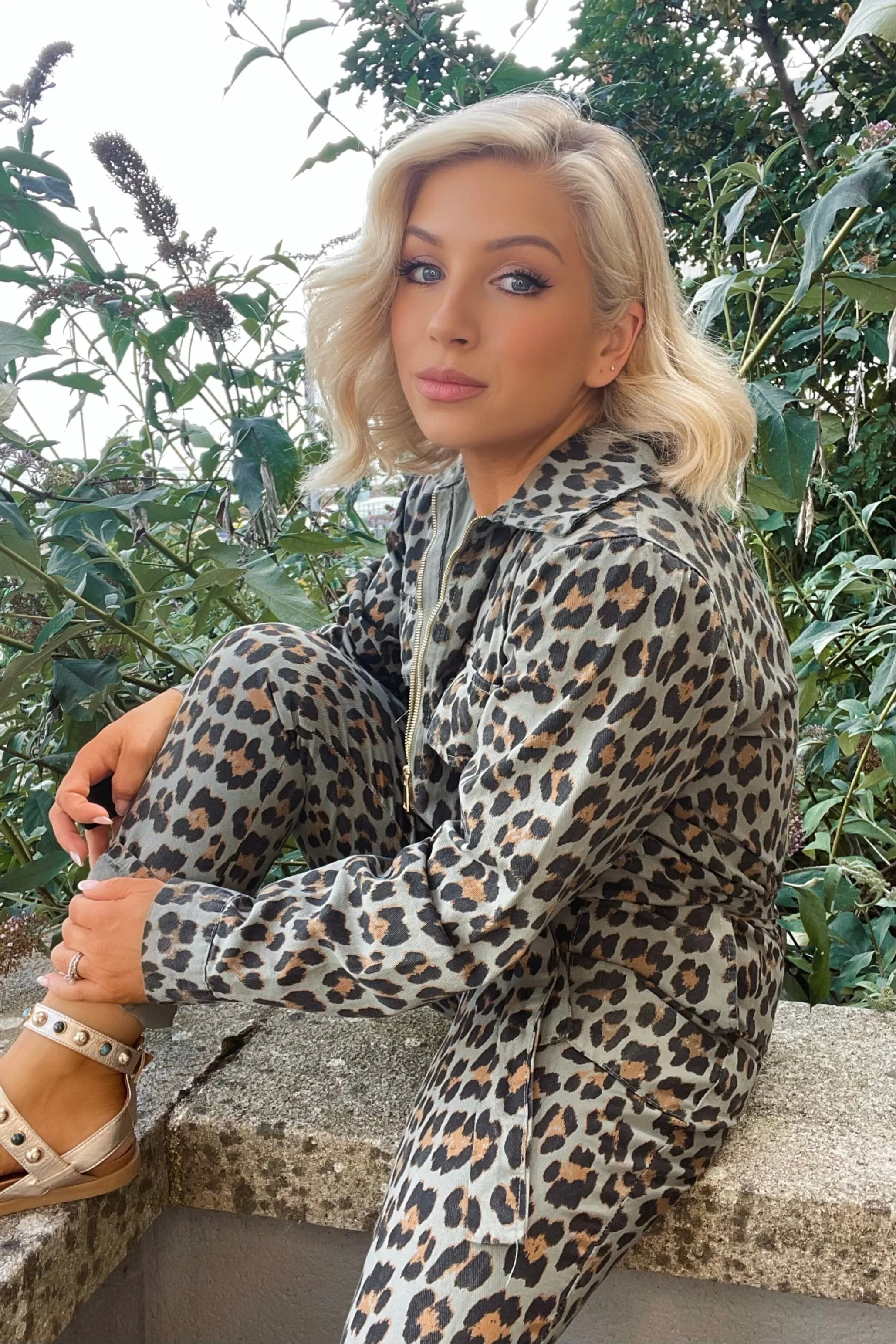 TILLY LEOPARD JUMPSUIT - KHAKI