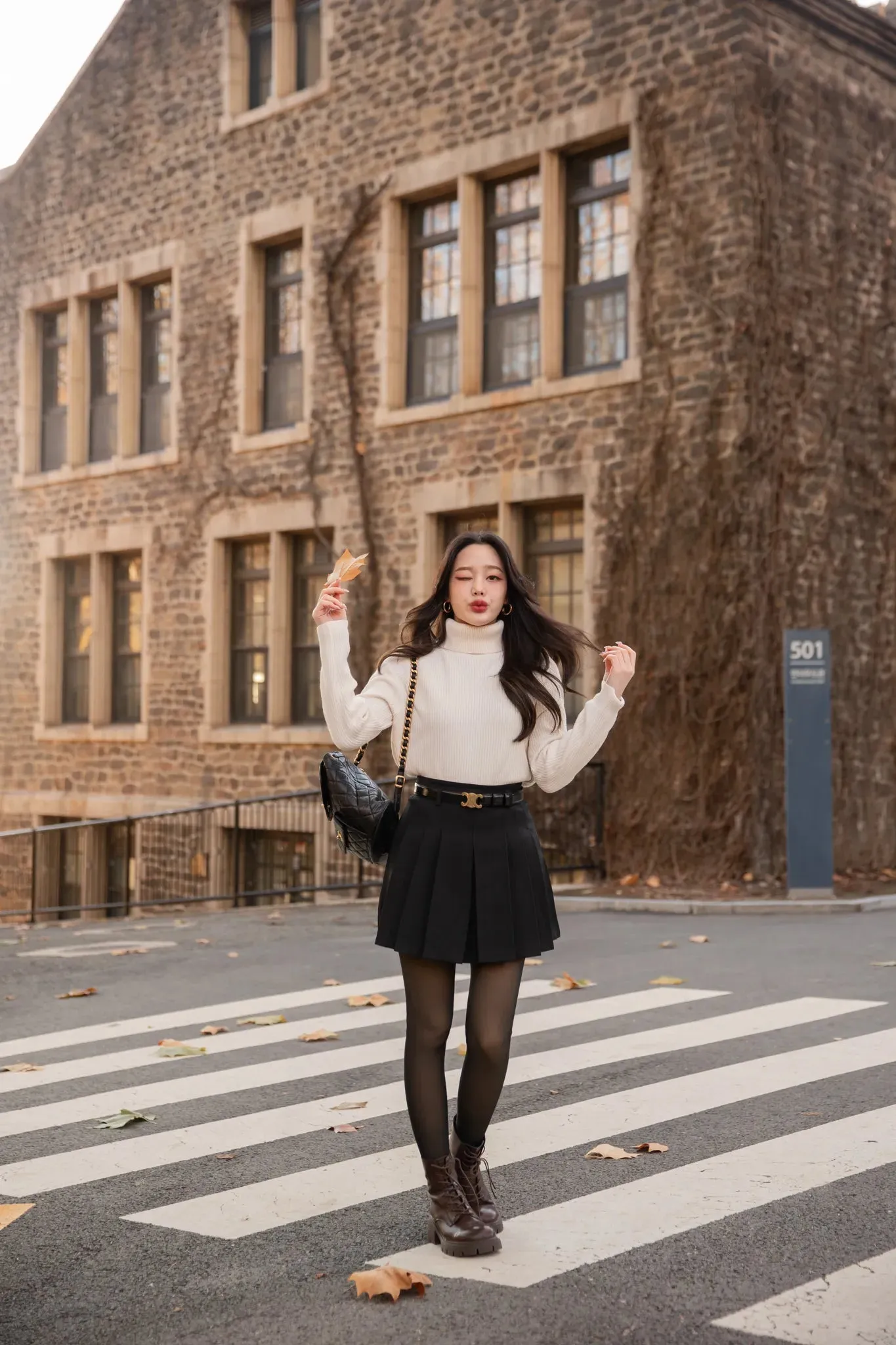 Turtle Neck Knit Top