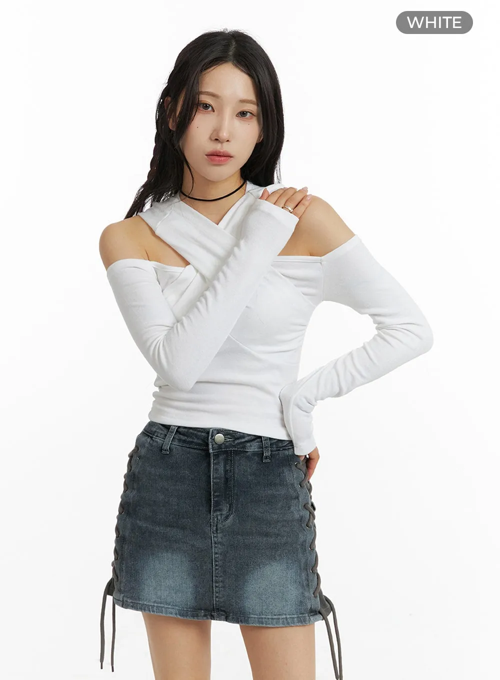 Twist Neck Hooded Crop Top IM405