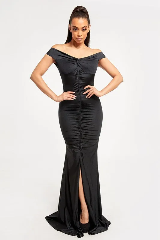 Twisted Off shoulder Mermaid maxi dress