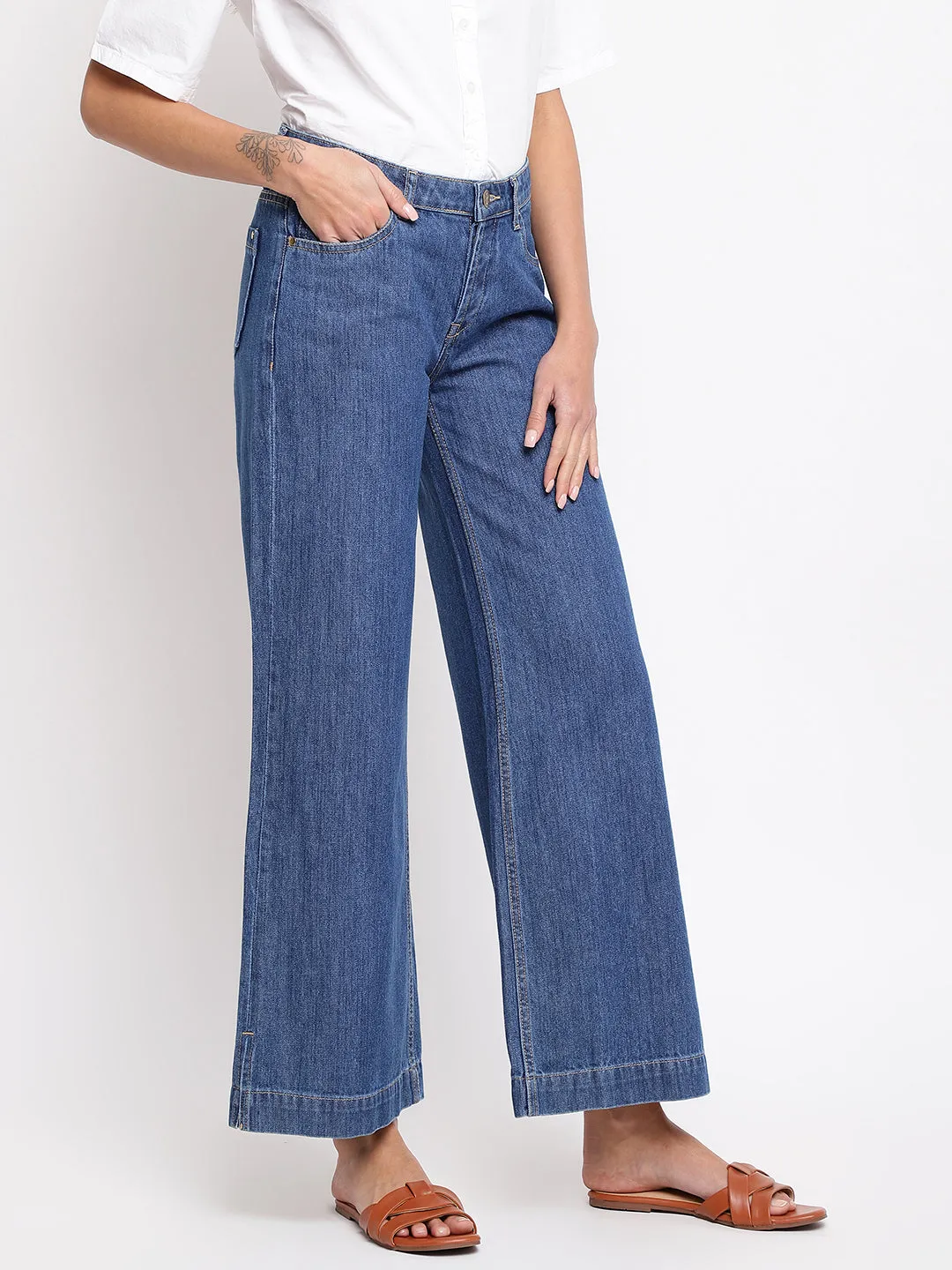 Women Blue Flared Jeans