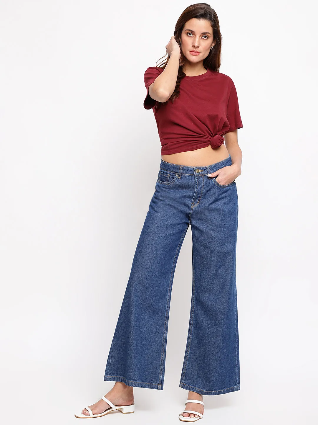 Women Blue High Flared Jeans