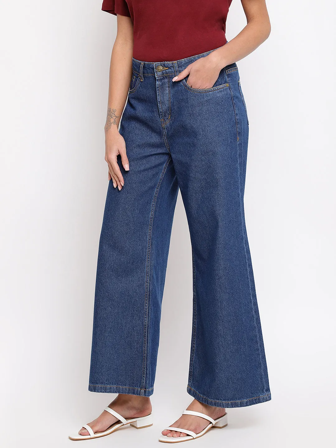 Women Blue High Flared Jeans