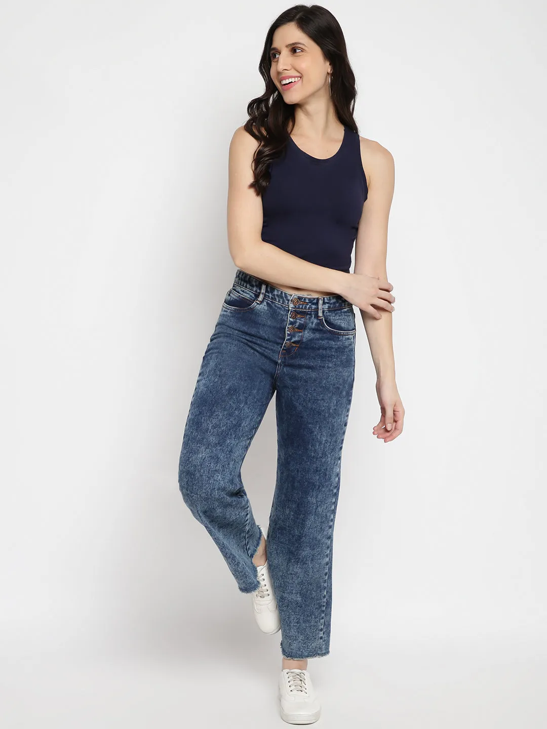 Women Flared Khaki Tint Denim Jeans